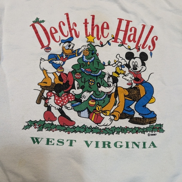 VTG 90s Disney Christmas Sweater Flaws Adult L West Virginia - Picture 2 of 7